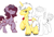 Size: 700x476 | Tagged: safe, artist:cottonsulk, oc, oc only, oc:alton, oc:cottonsulk, oc:ghost pony, earth pony, pony, unicorn, braid, braided tail, dancing, male, simple background, stallion, tail, white background