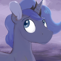 Size: 600x600 | Tagged: safe, artist:cottonsulk, princess luna, pony, g4, bust, prince artemis, rule 63, solo