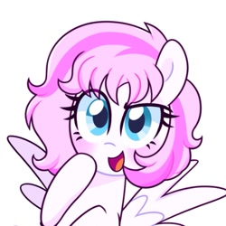 Size: 755x755 | Tagged: safe, artist:darkynez, oc, oc only, pegasus, pony, blushing, looking at you, open mouth, open smile, simple background, smiling, solo, spread wings, white background, wings