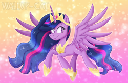 Size: 3000x1940 | Tagged: safe, artist:thewallop-cat12, twilight sparkle, alicorn, pony, the last problem, armor, breastplate, crown, hoof shoes, horn, jewelry, older, older twilight, peytral, princess twilight 2.0, regalia, solo, spread wings, twilight sparkle (alicorn), wings
