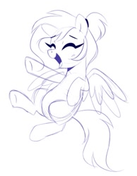 Size: 481x620 | Tagged: safe, artist:darkynez, oc, oc only, pegasus, pony, eyes closed, happy, open mouth, open smile, simple background, sketch, smiling, solo, spread wings, white background, wings