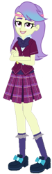 Size: 161x534 | Tagged: safe, artist:rainbowstarcolour262, snow flower, human, equestria girls, g4, bowtie, bracelet, clothes, crossed arms, crystal prep academy uniform, female, headband, jewelry, plaid skirt, pleated skirt, school uniform, shirt, shoes, simple background, skirt, smiling, socks, solo, transparent background