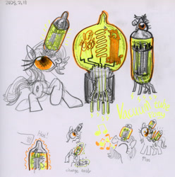Size: 3500x3523 | Tagged: safe, artist:ja0822ck, object pony, original species, pony, high res, ponified, rule 85, solo, traditional art, vacuum tubes