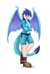 Size: 1519x2246 | Tagged: safe, artist:lordshrekzilla20, princess ember, human, g4, blushing, dragon tail, dragon wings, female, horn, horned humanization, humanized, simple background, solo, tail, tailed humanization, transparent background, winged humanization, wings