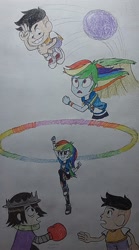 Size: 841x1514 | Tagged: safe, artist:jebens1, rainbow dash, human, equestria girls, g4, salute, sonic rainboom, surprised, traditional art