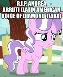 Size: 500x612 | Tagged: safe, edit, edited screencap, screencap, diamond tiara, earth pony, pony, g4, andrea arruti, in memoriam, rest in peace, voice actor