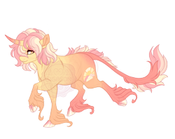 Size: 2900x2300 | Tagged: safe, artist:gigason, oc, oc only, oc:sunrise rose, pony, unicorn, cloven hooves, curved horn, female, high res, horn, leonine tail, mare, simple background, solo, tail, transparent background, unshorn fetlocks