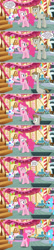 Size: 2212x10151 | Tagged: safe, artist:silverbuller, cup cake, mudbriar, pinkie pie, g4, abuse, comic, long neck, trapdoor