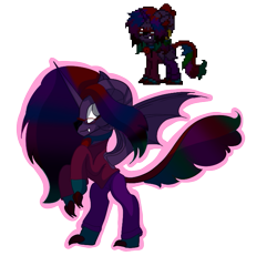 Size: 685x633 | Tagged: safe, artist:brybrychan, oc, oc only, alicorn, bat pony, bat pony alicorn, pony, pony town, bat wings, clothes, duo, horn, rearing, simple background, transparent background, wings