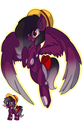 Size: 510x765 | Tagged: safe, artist:brybrychan, oc, oc only, pegasus, pony, pony town, bow, flying, hat, pegasus oc, simple background, tail, tail bow, transparent background