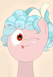 Size: 1700x2450 | Tagged: safe, artist:kanw, cozy glow, pegasus, pony, g4, cozy glow is best facemaker, female, filly, foal, looking at you, one eye closed, solo, wink, winking at you