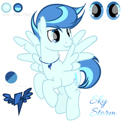 Size: 1280x1280 | Tagged: safe, artist:harmonyvitality-yt, oc, oc only, oc:sky storm, pegasus, pony, base used, ear piercing, earring, jewelry, looking back, male, necklace, offspring, parent:rainbow dash, parent:soarin', parents:soarindash, pegasus oc, piercing, rearing, simple background, smiling, solo, stallion, transparent background