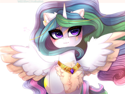 Size: 2666x2000 | Tagged: safe, artist:taiweiart, princess celestia, alicorn, pony, g4, female, filigree, high res, simple background, solo, white background