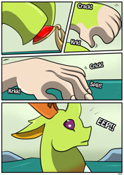 Size: 2480x3507 | Tagged: safe, artist:rex-equinox, thorax, changedling, changeling, comic:theo's gift, g4, changeling to human, comic, hand, high res, jewelry, king thorax, necklace, onomatopoeia, shocked, shocked expression, sound effects, transformation