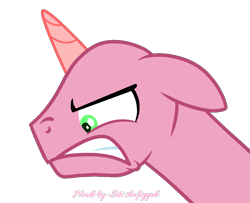 Size: 1007x818 | Tagged: source needed, safe, artist:muhammad yunus, pony, unicorn, g4, angry, bald, base, floppy ears, furious, gritted teeth, looking down, male, medibang paint, simple background, solo, stallion, teeth, transparent background