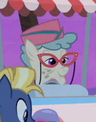 Size: 283x359 | Tagged: safe, screencap, star tracker, pony, g4, once upon a zeppelin, cropped, elderly, female, glasses, mare, solo focus, unnamed character, unnamed pony