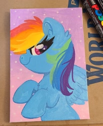 Size: 1612x1961 | Tagged: safe, artist:lbrcloud, rainbow dash, pegasus, pony, g4, profile, solo, traditional art