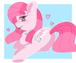 Size: 480x398 | Tagged: safe, artist:kojarmax, oc, oc only, oc:annisa trihapsari, earth pony, pony, :p, adorasexy, annibutt, bedroom eyes, blue background, butt, cute, earth pony oc, female, heart, long hair, looking at you, mare, needs more jpeg, plot, presenting, presenting butt, sexy, simple background, smiling, smiling at you, solo, tongue out