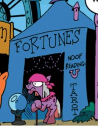 Size: 242x310 | Tagged: safe, artist:andypriceart, idw, earth pony, pony, g4, zen and the art of gazebo repair, spoiler:comic, spoiler:comic10, background pony, cane, clothes, crystal ball, elderly, female, fortune teller, mare, unnamed character, unnamed pony