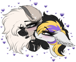 Size: 2141x1751 | Tagged: safe, artist:beamybutt, oc, oc:devilvoice, bat pony, bat pony oc, ear piercing, heart, looking at each other, looking at someone, piercing, simple background, transparent background