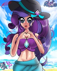 Size: 1080x1350 | Tagged: safe, artist:mlp-france-yt, rarity, human, g4, beach, breasts, busty rarity, cleavage, clothes, female, humanized, solo, swimsuit