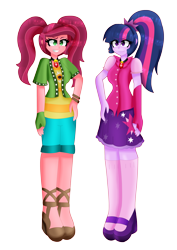 Size: 4466x6295 | Tagged: safe, artist:dazzlingmimi, gloriosa daisy, sci-twi, twilight sparkle, human, equestria girls, g4, alternate universe, clothes, dazzleverse, gem, simple background, siren gem, skirt, transparent background