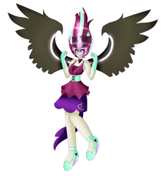 Size: 6408x6761 | Tagged: safe, artist:dazzlingmimi, sour sweet, human, equestria girls, g4, clothes, corrupted, female, midnight-ified, simple background, skirt, solo, transparent background