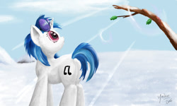 Size: 1200x720 | Tagged: safe, artist:yashn37, dj pon-3, vinyl scratch, pony, unicorn, g4, female, snow, solo, winter