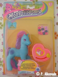 Size: 720x959 | Tagged: safe, springdy, earth pony, pony, g2, bead machine, beads, comb, female, french, irl, mare, merchandise, packaging, photo, raised hoof, solo, toy, unshorn fetlocks