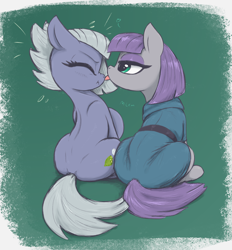 Size: 2550x2745 | Tagged: safe, artist:t72b, limestone pie, maud pie, earth pony, pony, g4, behaving like a cat, boop, clothes, cute, daaaaaaaaaaaw, dress, duo, duo female, eyes closed, eyeshadow, female, floppy ears, high res, licking, lidded eyes, limabetes, limetsun pie, makeup, mare, maudabetes, misleading thumbnail, mlem, nose licking, nose wrinkle, personal space invasion, pie sisters, scrunchy face, siblings, silly, simple background, sisters, sitting, tongue out, tsundere