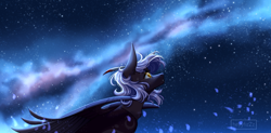 Size: 2884x1416 | Tagged: safe, artist:ohhoneybee, oc, oc only, oc:cloudy night, pegasus, pony, female, mare, night, solo