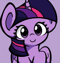 Size: 1420x1496 | Tagged: safe, artist:derp pone, twilight sparkle, alicorn, pony, g4, bust, cute, looking at you, purple background, simple background, smiling, solo, twiabetes, twilight sparkle (alicorn)
