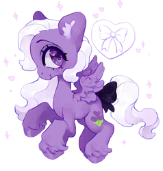 Size: 1952x2048 | Tagged: safe, artist:p0nyplanet, oc, oc only, oc:yoko, pegasus, pony, bow, ear fluff, floating heart, heart, simple background, solo, sparkles, tail, tail bow, white background, wingding eyes