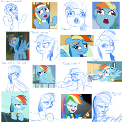Size: 2000x2000 | Tagged: safe, artist:hiddelgreyk, screencap, rainbow dash, human, pegasus, pony, deep tissue memories, equestria girls, g4, inspiration manifestation, my little pony equestria girls: rainbow rocks, read it and weep, spike at your service, spoiler:deep tissue memories, alternate hairstyle, angry, annoyed, collage, derp, embarrassed, expressions, facial expressions, faic, female, high res, injured, looking at you, mare, open mouth, rainbow dash is best facemaker, screencap reference, scrunchy face, sketch, sketch dump, spa pony rainbow dash, spread wings, surprised, wavy mouth, wings