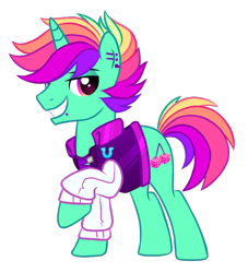 Size: 738x813 | Tagged: safe, artist:octoberumn, oc, oc only, oc:psych out, pony, unicorn, g4, clothes, ear piercing, jacket, male, piercing, simple background, solo, stallion, transparent background