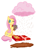 Size: 1679x2361 | Tagged: safe, artist:spring_spring, part of a set, discord, fluttershy, pegasus, pony, box, box of chocolates, chocolate, chocolate milk, chocolate rain, cloud, commission, commissioner:zcord, female, food, heart, heart hands, heart shaped, hearts and hooves day, holiday, implied discord, implied discoshy, implied shipping, implied straight, male, milk, one eye closed, present, rain, simple background, sitting, valentine's day, white background, wink