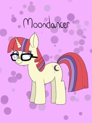 Size: 960x1280 | Tagged: safe, artist:beepbeep, moondancer, pony, unicorn, g4, female, full body, glasses, mare, simple background, solo