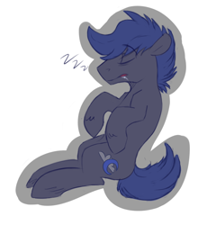 Size: 700x730 | Tagged: safe, artist:cottonsulk, oc, oc only, oc:bluemoon, earth pony, pony, drool, male, simple background, sleeping, solo, stallion, white background