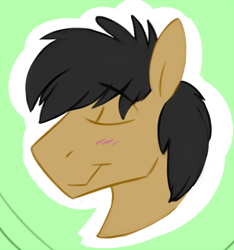 Size: 500x535 | Tagged: safe, artist:cottonsulk, oc, oc only, oc:cleppy clep, pony, bust, eyes closed, green background, male, simple background, solo, stallion