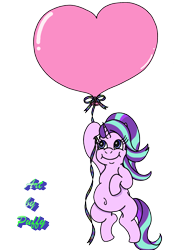Size: 2018x2601 | Tagged: safe, artist:puffydearlysmith, starlight glimmer, pony, unicorn, g4, balloon, belly button, chubby, chubby cheeks, female, floating, heart, heart balloon, high res, holiday, mare, simple background, smiling, transparent background, valentine's day