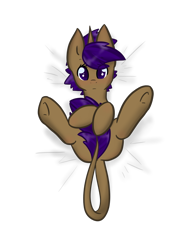 Size: 1280x1646 | Tagged: safe, artist:sinclair2013, oc, oc only, oc:enamor, pony, unicorn, blushing, covering, covering crotch, female, leonine tail, looking at you, mare, simple background, solo, tail, transparent background