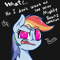 Size: 500x500 | Tagged: safe, artist:marshmallowhors, rainbow dash, pegasus, pony, g4, black background, bust, female, looking at you, mare, no pupils, portrait, simple background, solo, talking to viewer