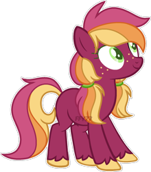 Size: 1158x1317 | Tagged: safe, artist:ffy77, artist:treesap-bases, oc, oc only, earth pony, pony, base used, earth pony oc, female, freckles, mare, offspring, parent:big macintosh, parent:roseluck, parents:rosemac, simple background, solo, transparent background, unshorn fetlocks