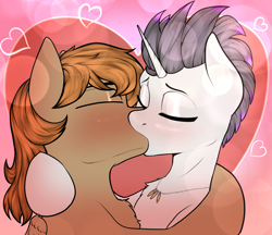 Size: 2625x2270 | Tagged: safe, artist:sketchy knight, oc, oc only, oc:haze rad, oc:talu gana, pegasus, pony, unicorn, blushing, commission, cute, eyes closed, gay, high res, holiday, kiss on the lips, kissing, male, oc x oc, passionate, shipping, stallion, valentine's day, wings, ych result