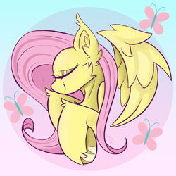 Size: 2500x2500 | Tagged: safe, artist:starcasteclipse, fluttershy, pegasus, pony, g4, eyes closed, gradient background, high res, solo