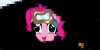 Size: 100x50 | Tagged: safe, artist:fasttoon, edit, pinkie pie, earth pony, pony, g4, corrupted, cropped, derp, error, female, glitch, mare, pibby, smiling