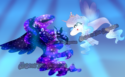 Size: 7765x4816 | Tagged: safe, artist:arctusthegoddess, oc, oc only, alicorn, seapony (g4), absurd resolution, blue mane, blue tail, bubble, clothes, crepuscular rays, crown, cute, digital art, dorsal fin, eyelashes, eyes closed, fangs, female, fin wings, fins, fish tail, flowing mane, flowing tail, happy, horn, jewelry, looking at each other, looking at someone, male, mare, mother and child, mother and daughter, necklace, obtrusive watermark, ocean, open mouth, open smile, pearl necklace, regalia, seaponified, signature, smiling, species swap, spread wings, stallion, story included, sunlight, swimming, tail, underwater, water, watermark, wings