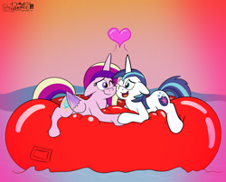 Size: 4094x3308 | Tagged: safe, artist:rupertbluefox, derpibooru exclusive, princess cadance, shining armor, alicorn, pony, unicorn, cheek squish, cheek to cheek, couple, cute, cutedance, female, fetish, heart, hearts and hooves day, high res, holiday, inflatable, inflatable fetish, inflatable raft, lying down, male, mare, married couple, one eye closed, open mouth, open smile, prone, raft, shining adorable, shiningcadance, shipping, smiling, squishy cheeks, stallion, straight, valentine's day, water