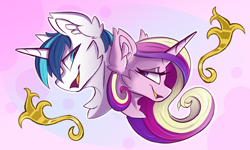 Size: 2500x1500 | Tagged: safe, artist:starcasteclipse, princess cadance, shining armor, alicorn, pony, unicorn, g4, duo, female, male, ship:shiningcadance, shipping, smiling, straight