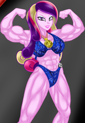 Size: 2544x3685 | Tagged: safe, artist:ponymaan, dean cadance, princess cadance, human, equestria girls, g4, abs, bikini, bodybuilder, bodybuilding contest, breasts, clothes, contest, cropped, dean ca-dense, female, high res, muscles, muscular female, princess ca-dense, solo, swimsuit